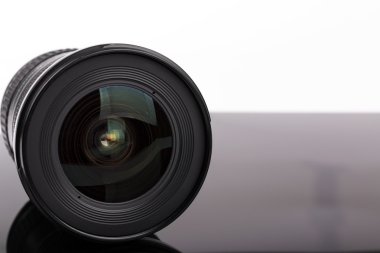 siyah fotoğraf kamera objektifi ile kopya alanı