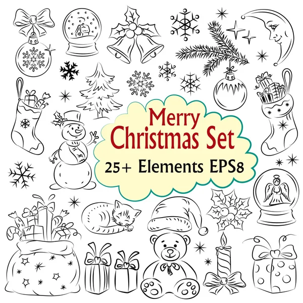 Beautiful Christmas Vector Sketch Collection — Stock Vector