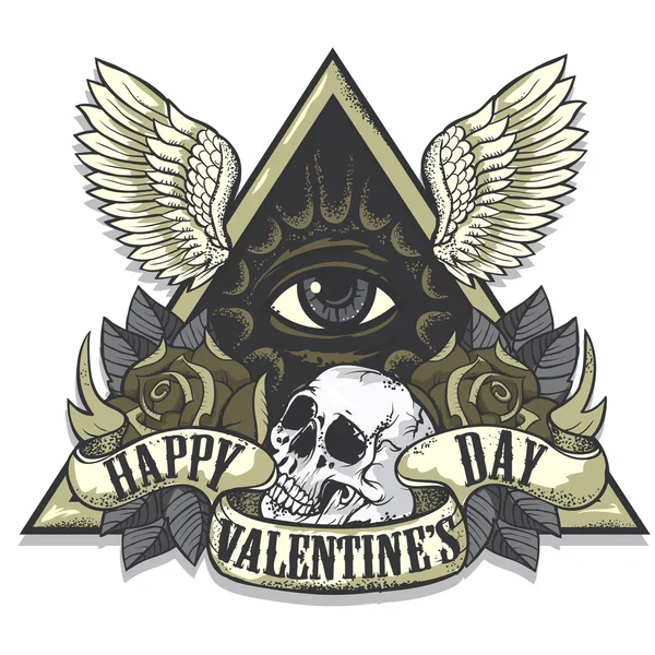 Arte de tatuaje vectorial sobre el tema del Día de San Valentín — Vector de stock