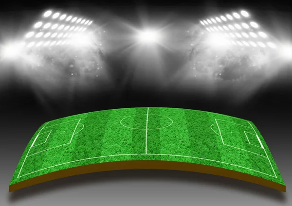 Football field with a lawn under lights — Stock Photo, Image