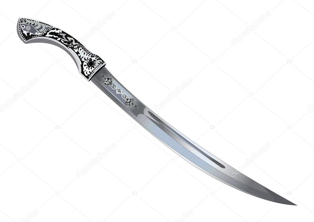 Sword, vector illustration, isolated on white