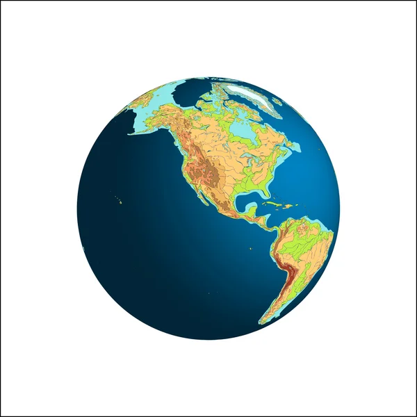 Världen världen. Planetjorden. Nord- och Sydamerika, vektor illustration. — Stock vektor