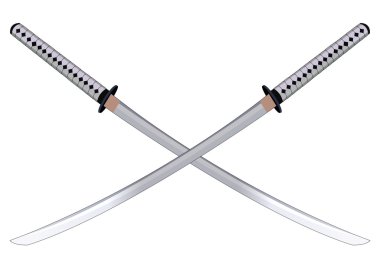 İki çapraz samuray kılıç. Vektör