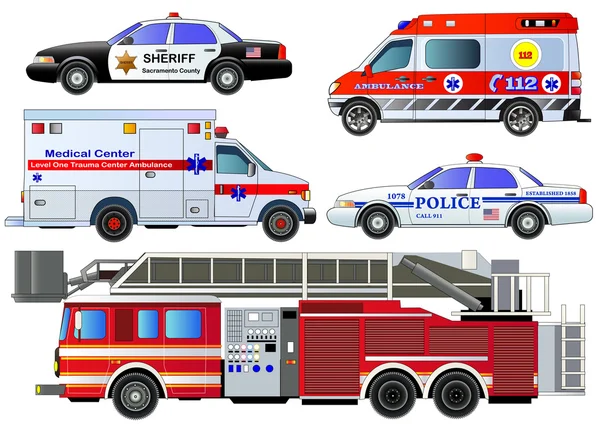 Conjunto de iconos de transporte de emergencia. Conjunto de vectores, aislado — Vector de stock