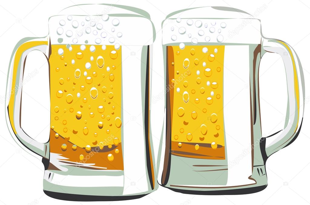 Beer mugs vector illustration