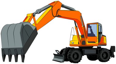 Excavator, isolated on white, vector illustration
