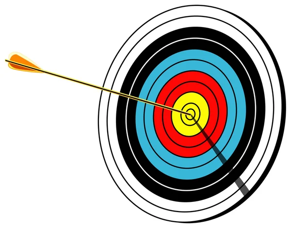 Archery target, bullseye, isolated on white, vector illustration — Stok Vektör