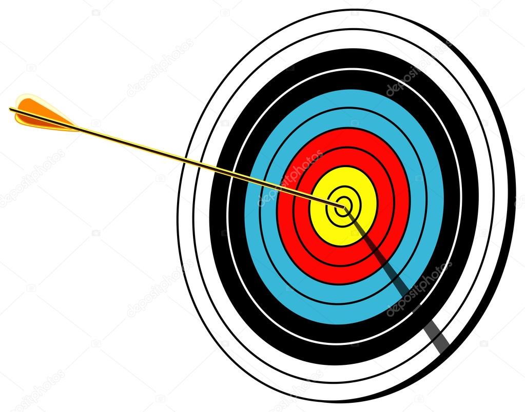 Archery target, bullseye, isolated on white, vector illustration