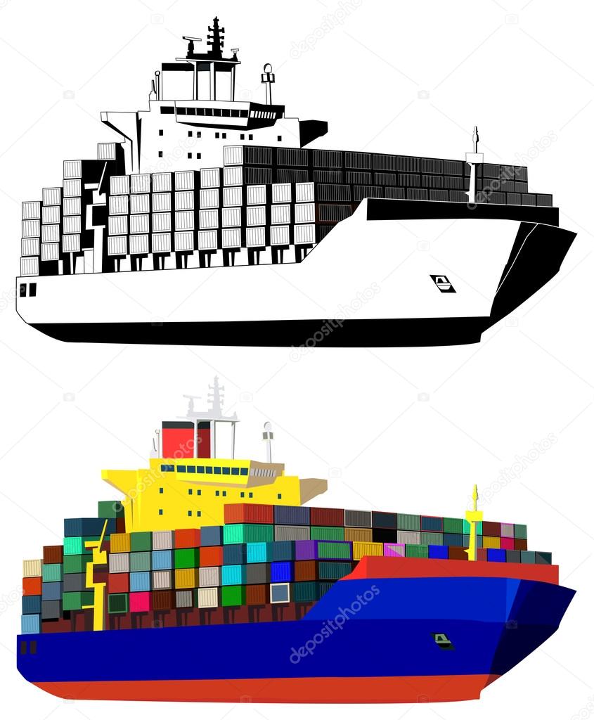 Container ships, vector illustration