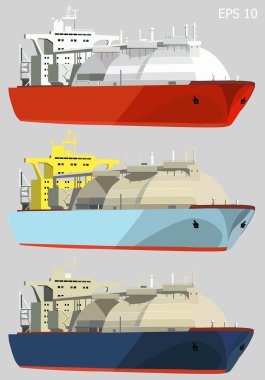 Gaz taşıyıcılar, Lng tankerleri, üç, vektör çizim ayarla