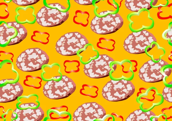 Salami et poivrons, motif vectoriel — Image vectorielle