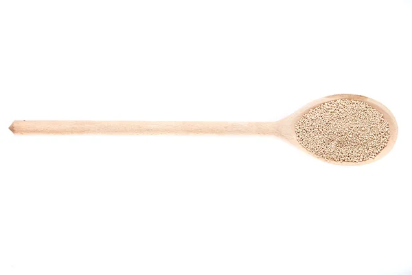 Fresh yeast on wooden spoon — Stock Photo, Image