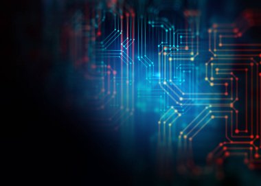 Soyut fütüristik pcb deseni ve Cpu arkaplan illüstrasyonunun 3d görüntülenmesi