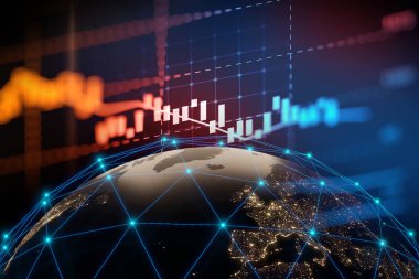 Finansal kriz ve finansal erimeyi temsil eden teknolojik arkaplan grafiği