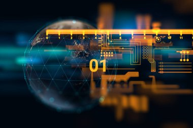 Fütüristik devre kartı soyut arkaplan 3d illüstrasyon