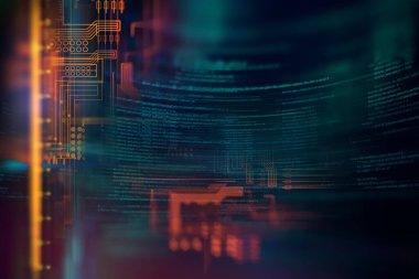 Yazılım geliştiricisi ve Bilgisayar betiği 3d illüstrasyonunun kod soyut teknoloji arka planı programlanıyor