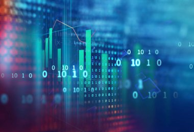 Finansal rakamlar üzerine borsa yatırım grafiği soyut arkaplan 33D illüstrasyon