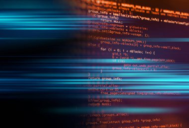 Yazılım geliştiricisi ve Bilgisayar betiği 3d illüstrasyonunun kod soyut teknoloji arka planı programlanıyor