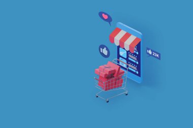 Çevrimiçi dükkan uygulaması görüntüleme 3d resimli akıllı telefon