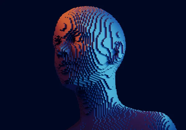 Conceptual illustration of Artificial intelligence human form , 3d illustratio