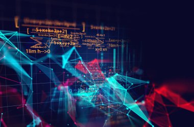 noktalar ve çizgiler bağlantısında soyut teknoloji background.3d illustratio