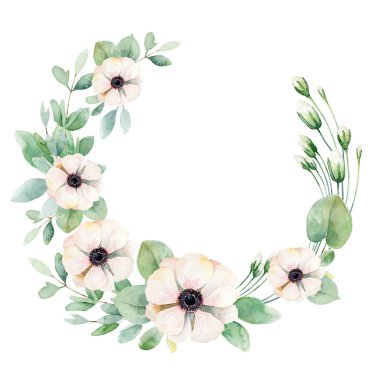 Çiçek çelenk ile anemon