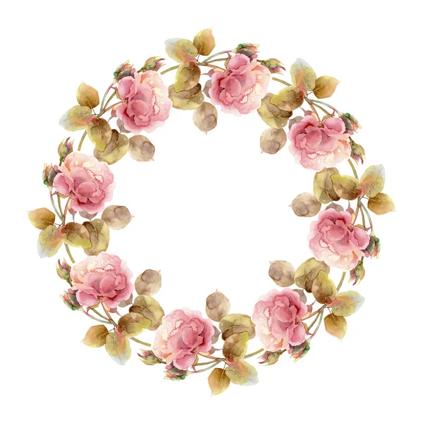 Couronne de fleurs avec des roses — Photo