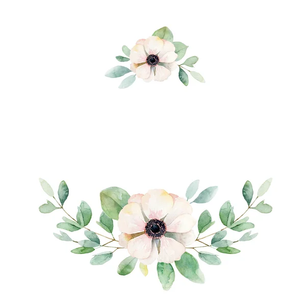 Квіткова композиція з анемоною і листям — стокове фото