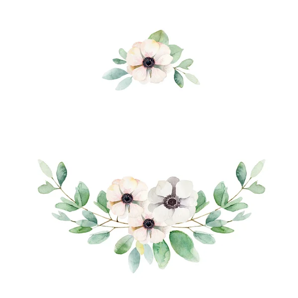 Квіткова композиція з анемонами і листям — стокове фото