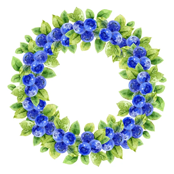 Watercolor wreath with bilberry — Stock Photo, Image