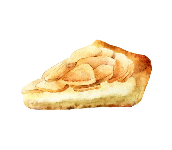 Watercolor apple pie on white background — Stock Photo, Image