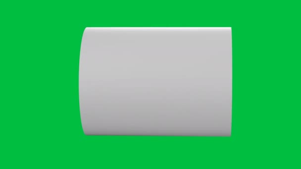 Рендеринг Белых Бумажных Рулонов Зеленом Экране Видео — стоковое видео