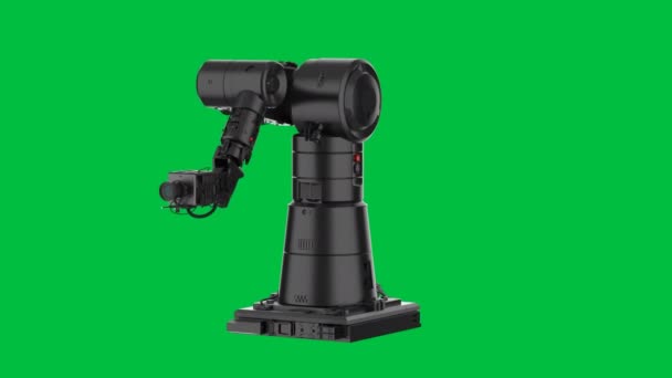 Візуалізація Чорно Робочої Руки Робототехнічним Фотоапаратом Зеленого Екрану Фону Кадри — стокове відео