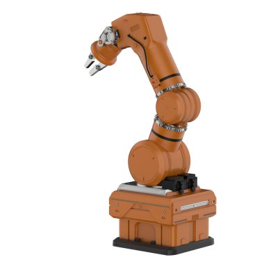 3d görüntüleme robotik kolu beyaz arkaplanda izole edildi