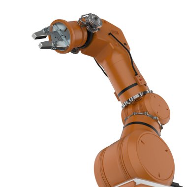 3d görüntüleme robotik kolu beyaz arkaplanda izole edildi
