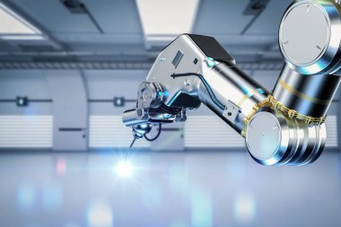 3D kaynak yapan robotik kol fabrikada parlıyor.