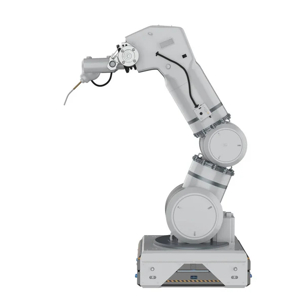 Robot Saldatura Bianco Rendering Braccio Robotico Isolato Sfondo Bianco — Foto Stock