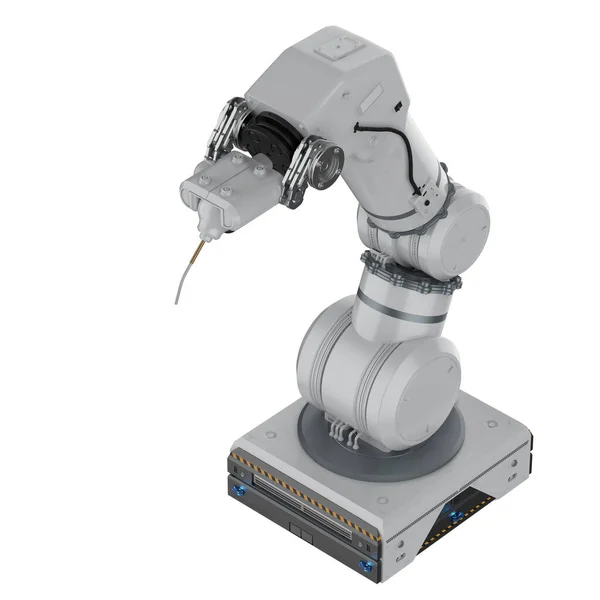 Rendering Witte Lasrobot Robotarm Geïsoleerd Witte Achtergrond — Stockfoto