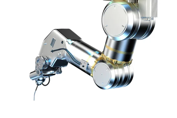 3Dレンダリング溶接ロボットや白い背景に隔離されたロボットアーム — ストック写真