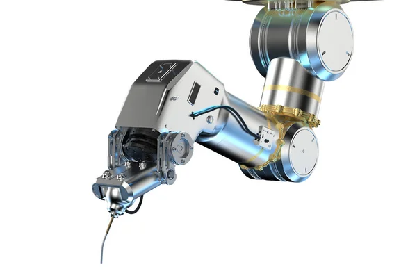 Robot Saldatura Rendering Braccio Robotico Isolato Sfondo Bianco — Foto Stock
