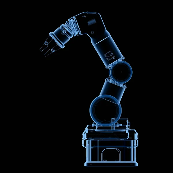 3d rendering x ray robotic arm isolated on black background