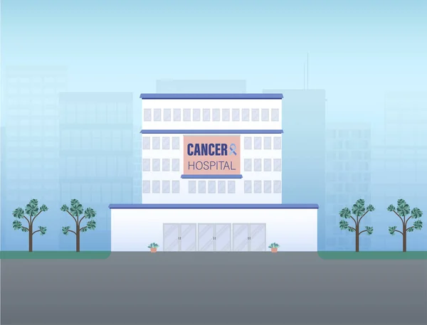 Cancer Sjukhus Byggnad Platt Design Vektor Illustration — Stock vektor