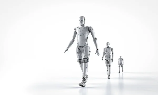Technology Improvement Concept Rendering Group Cyborgs Walking — Stock Photo, Image