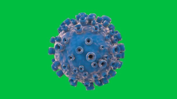 Rendering Blue Bacteria Virus Cell Green Screen Background Footage — Stock Video