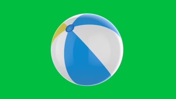 3D渲染彩色海滩球隔离在绿色屏幕4K镜头 — 图库视频影像