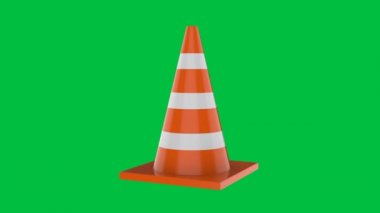 Yeşil ekran 4k görüntüde 3D trafik konileri oluşturuluyor