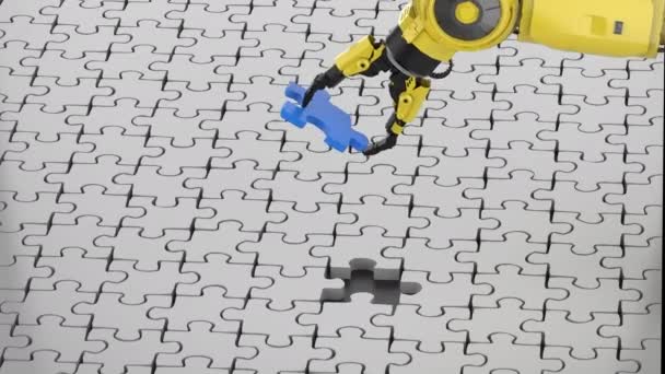 Robot de llenado de la pieza del rompecabezas — Vídeos de Stock