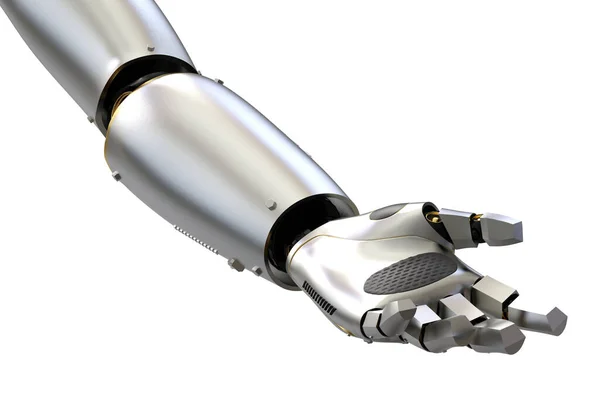 Rendering Robot Hand Öppna Eller Förlänga Isolerad Vit Bakgrund — Stockfoto