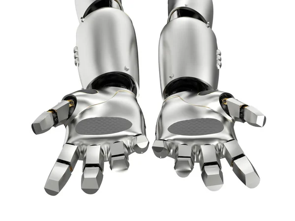 Rendering Robot Hand Öppna Eller Förlänga Isolerad Vit Bakgrund — Stockfoto