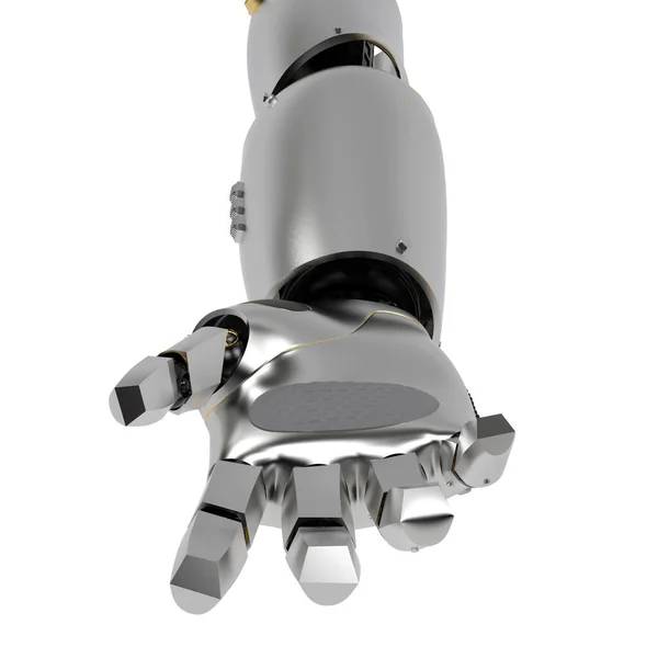 Rendering Robot Hand Öppna Eller Förlänga Isolerad Vit Bakgrund — Stockfoto